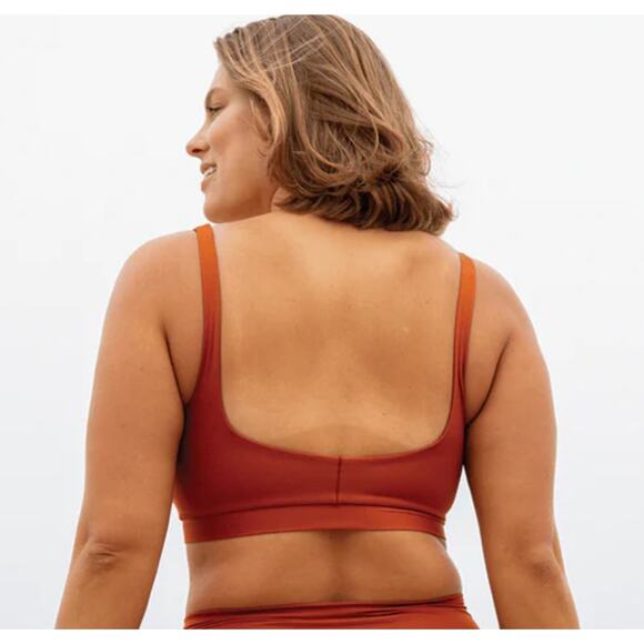 Left on Friday Top Shelf Bronze rust orange bikini top square neck like new M - Picture 2 of 5